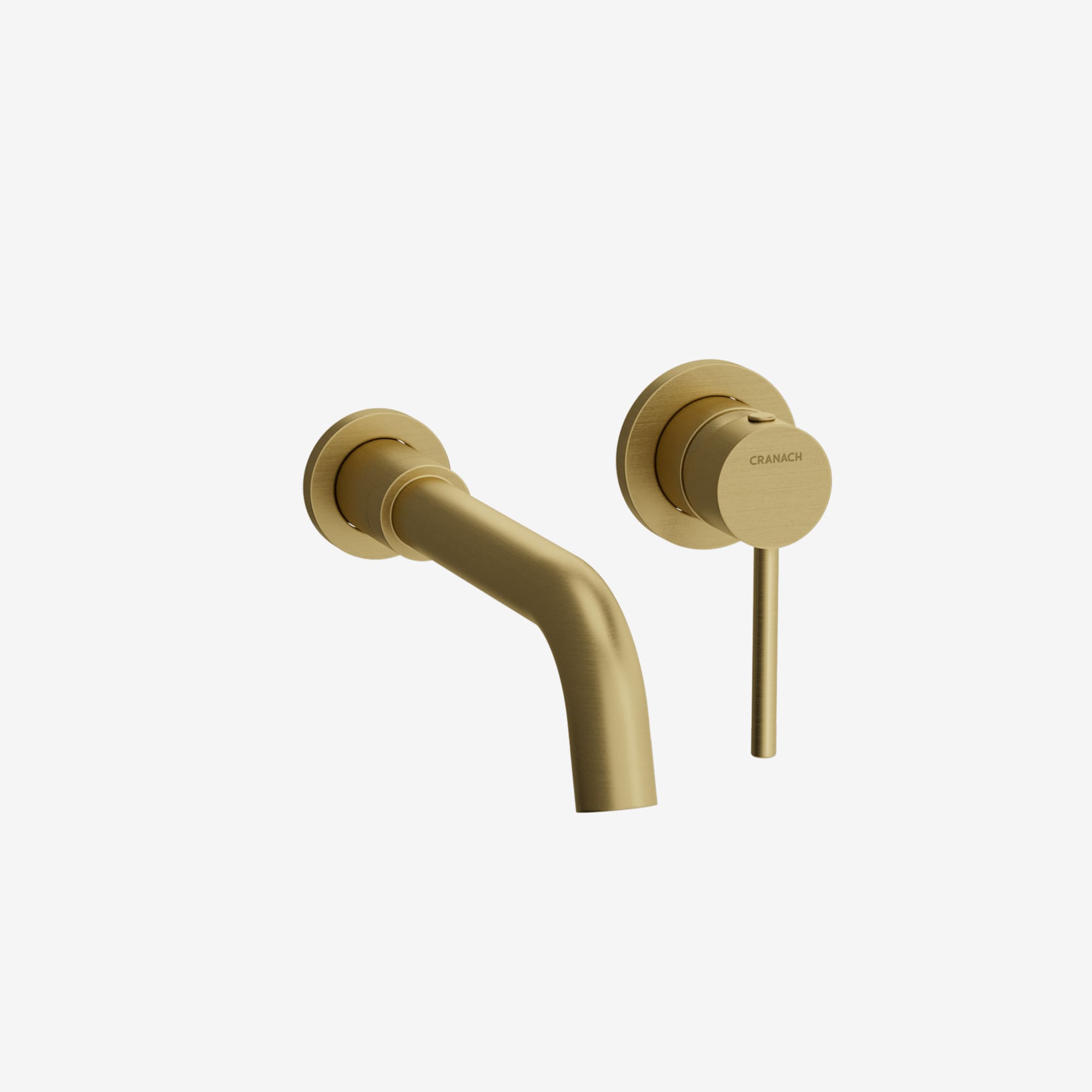 Wall-mount bathroom sink faucet with single lever in brushed gold