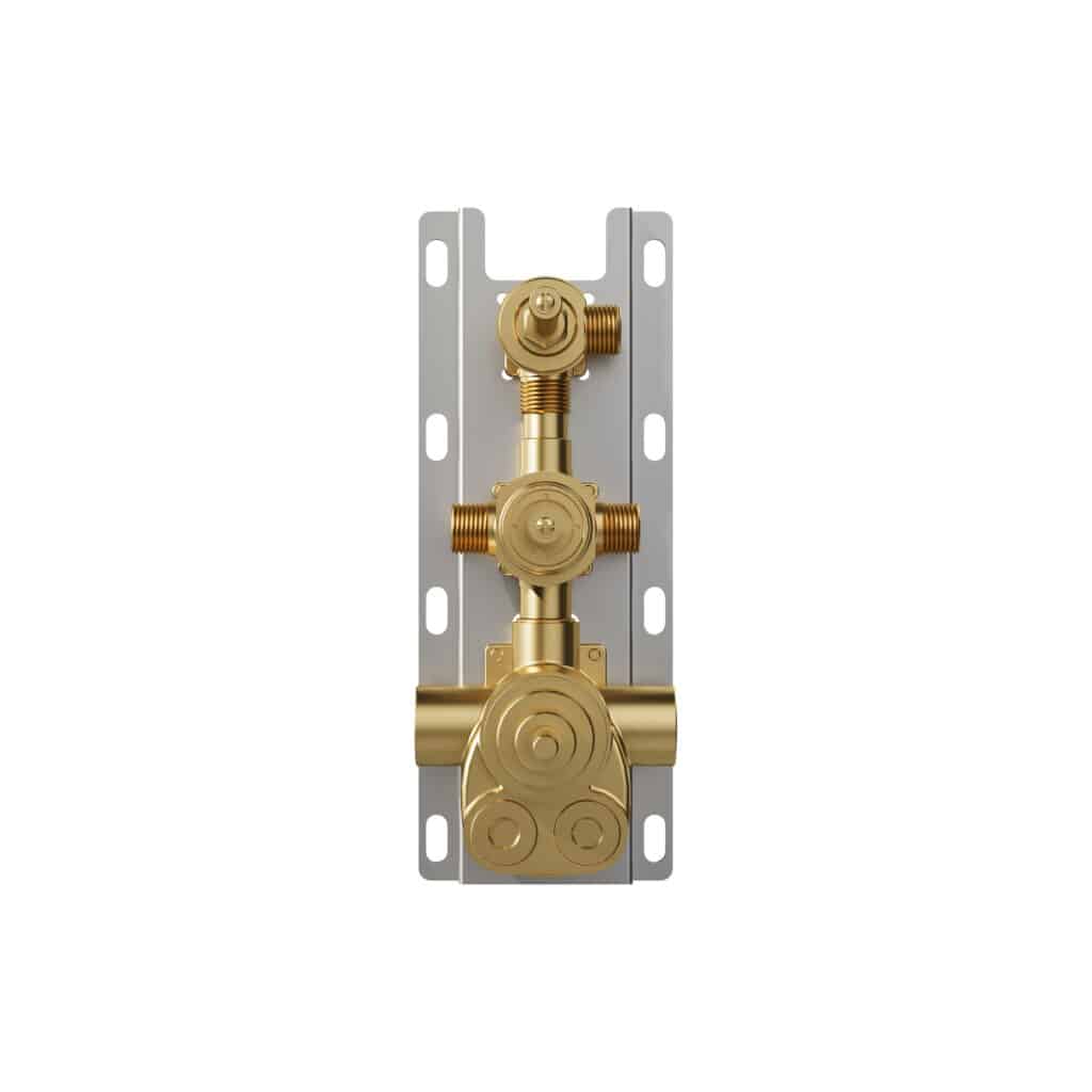Integrated Thermostatic Valve and 3-Outlet Diverter Rough-In