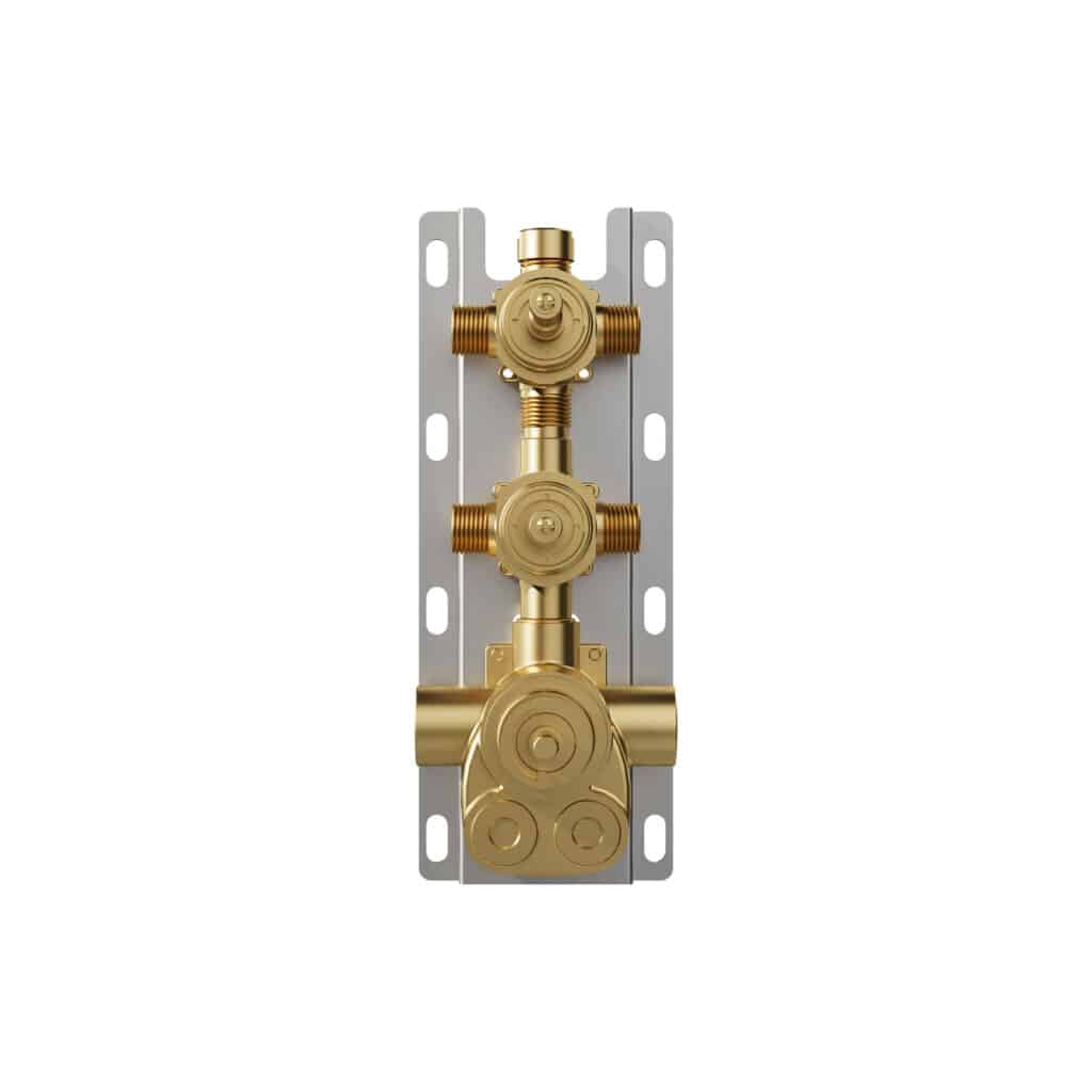 Integrated Thermostatic Valve and 4-Outlet Diverter Rough-In