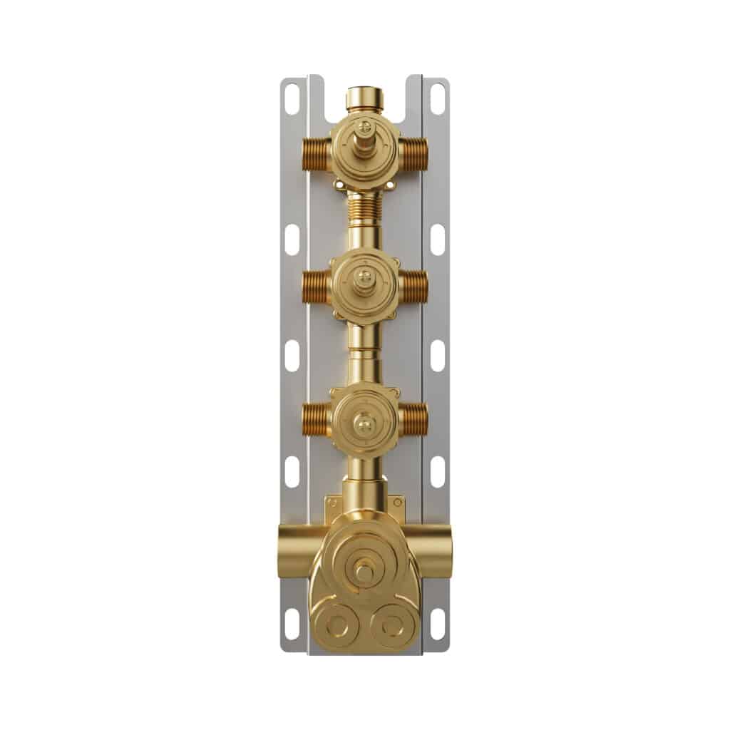 Integrated Thermostatic Valve and 6-Outlet Diverter Rough-In
