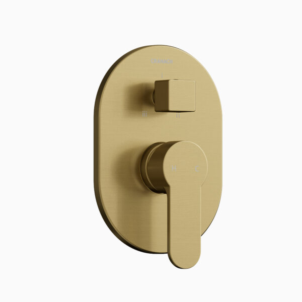 Oval 3-outlet Pressure Balanced Valve Trim Brushed Gold