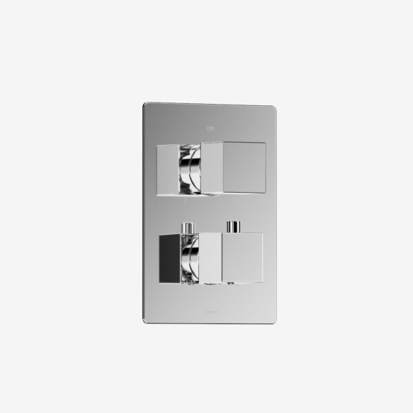 Square 2-outlet thermostatic shower valve trim Polished Chrome