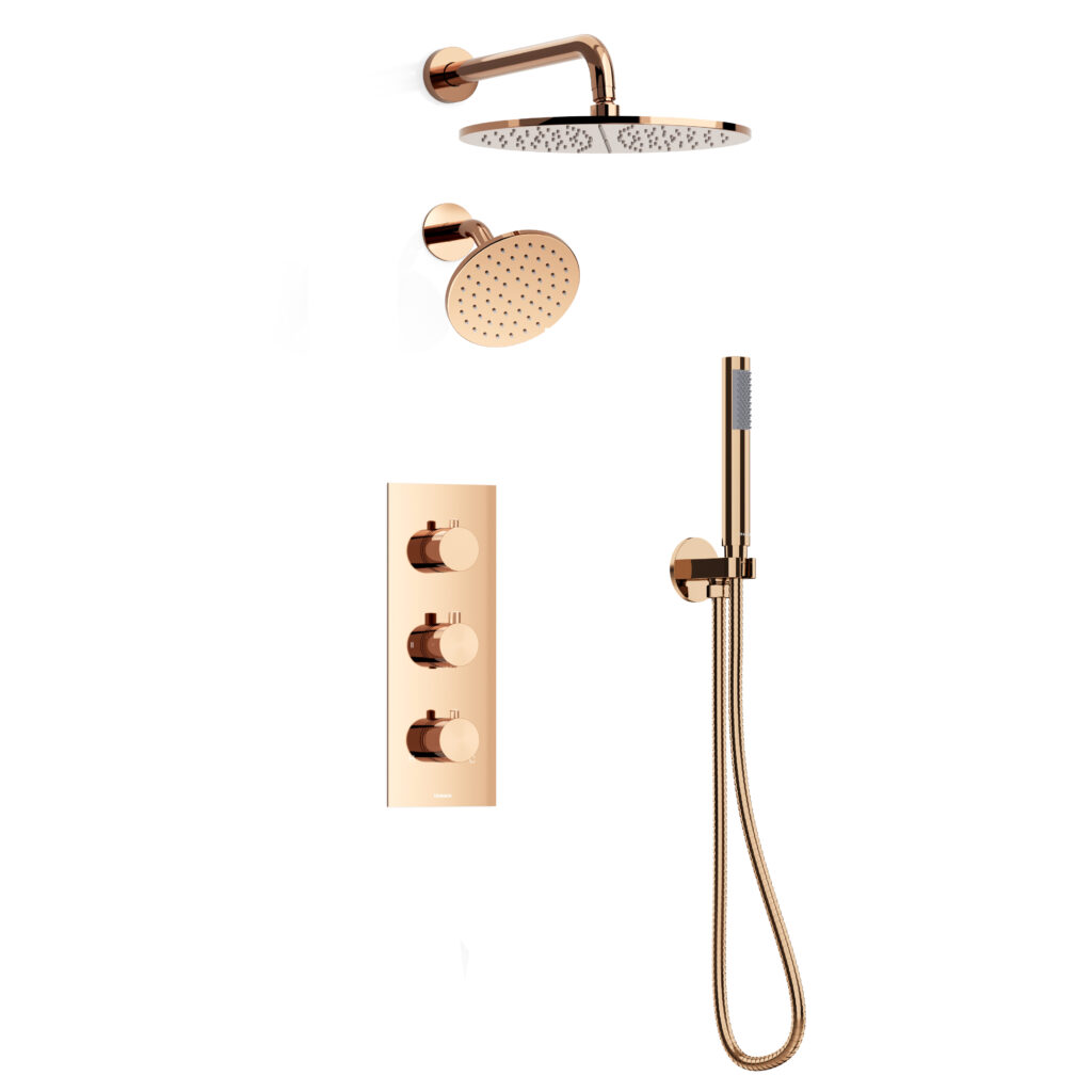 FARNE Three-Function Thermostatic Shower System with Dual Showerheads(12''/6'')