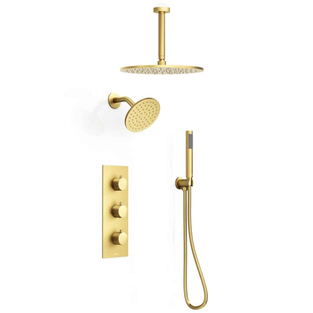FARNE Three-Function Thermostatic Shower System with Dual Showerheads(10''/6'')