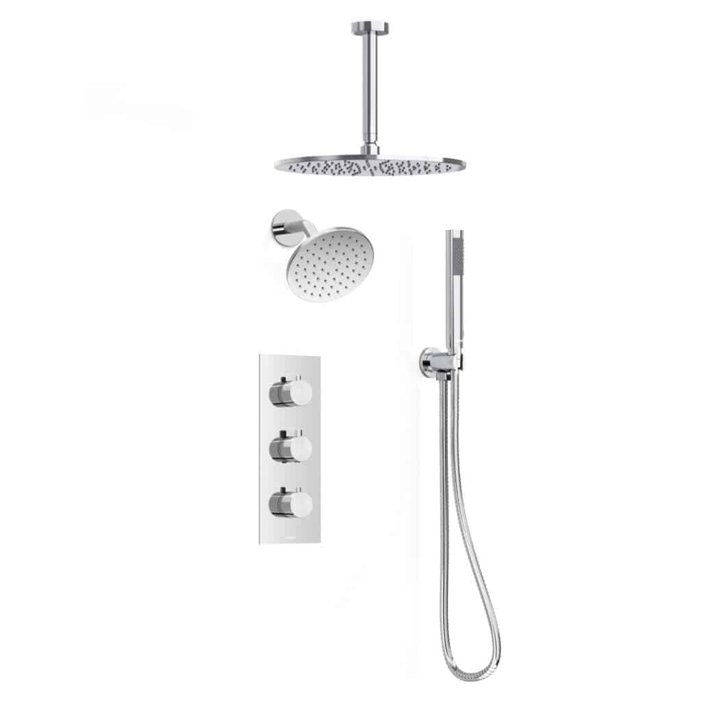 FARNE Three-Function Thermostatic Shower System with Dual Showerheads(10''/6'')