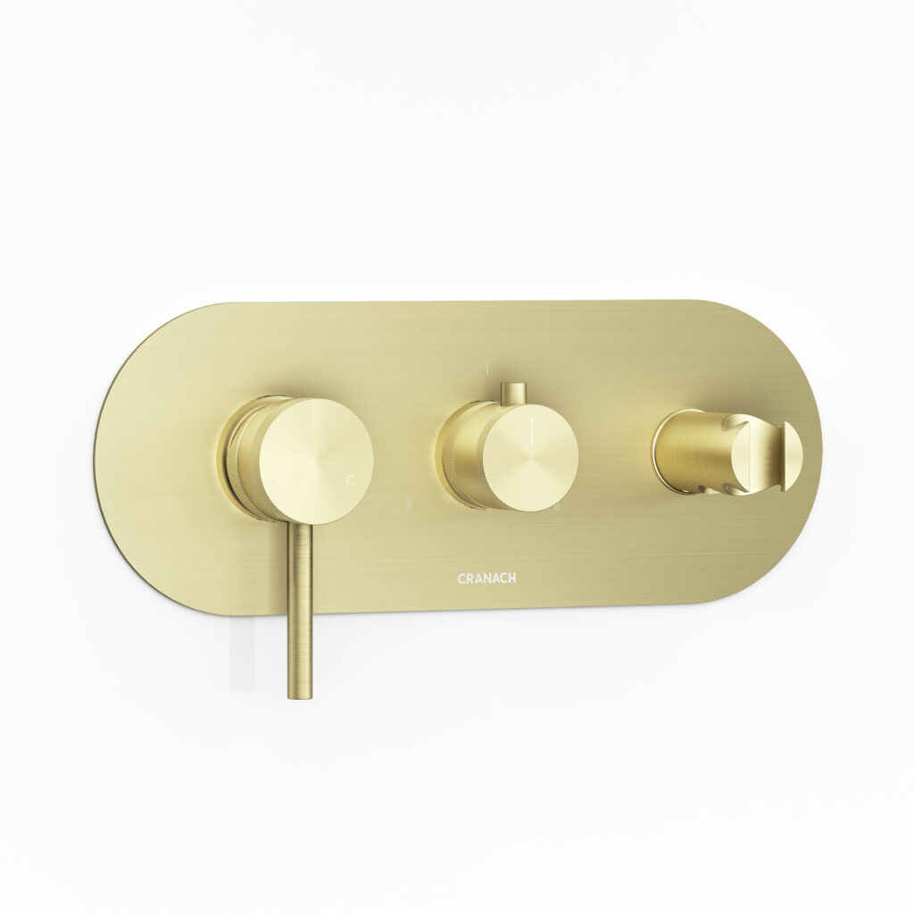 ANGELSEY Three-Function Pressure Balance Valve Trim with Integrated Handshower Holder & Supply Elbow (Valve Not Included)