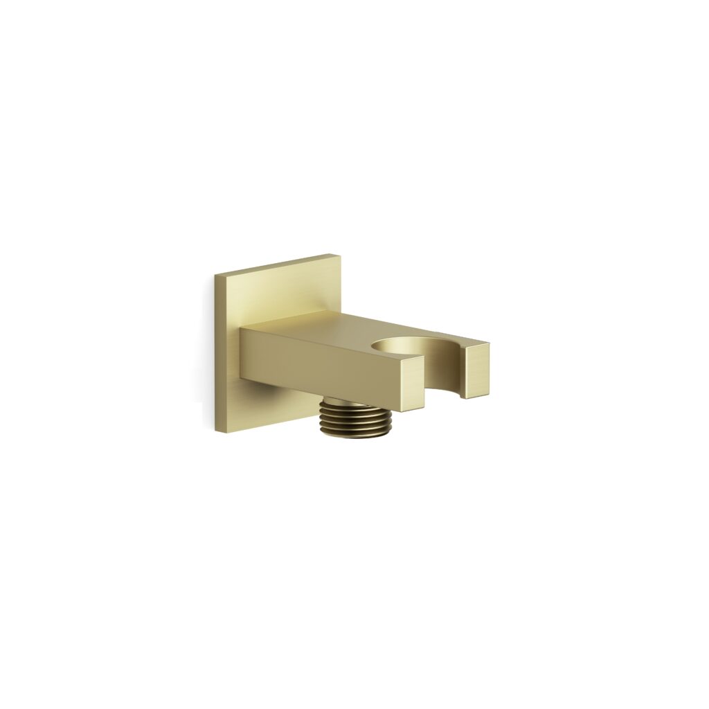 Square Stainless Steel Wall Supply Elbow with Integrated Handshower Holder