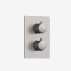 Round 2-outlet thermostatic shower valve trim Brushed Nickel