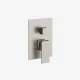 Square pressure balance valve trim in brushed nickel with 2 and 3-way diverter options, includes cartridge