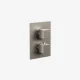 Square thermostatic shower valve trim in brushed nickel with 2-way diverter option, includes cartridge