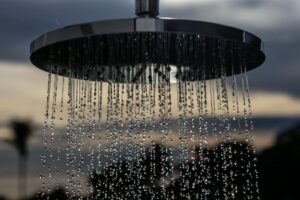 close up shot of a shower head