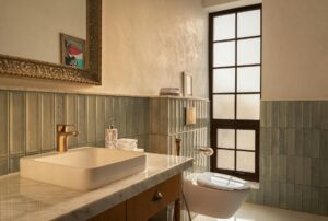 elegant bathroom interior with natural light